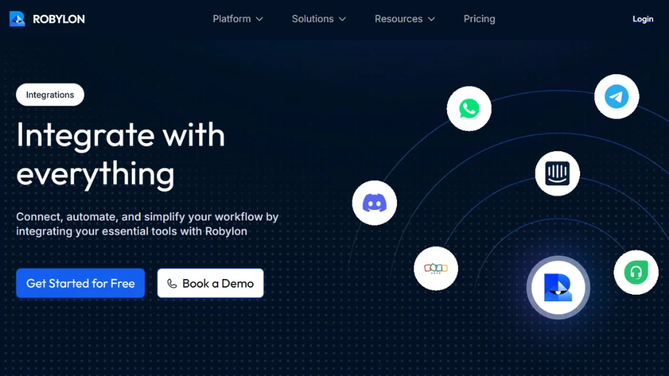 Robylon AI voice agent integrates with major platforms for seamless automation.