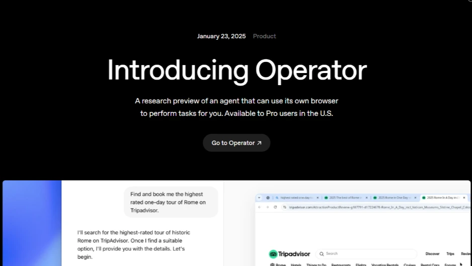 OpenAI Operator for automating complex multi-step tasks across web apps