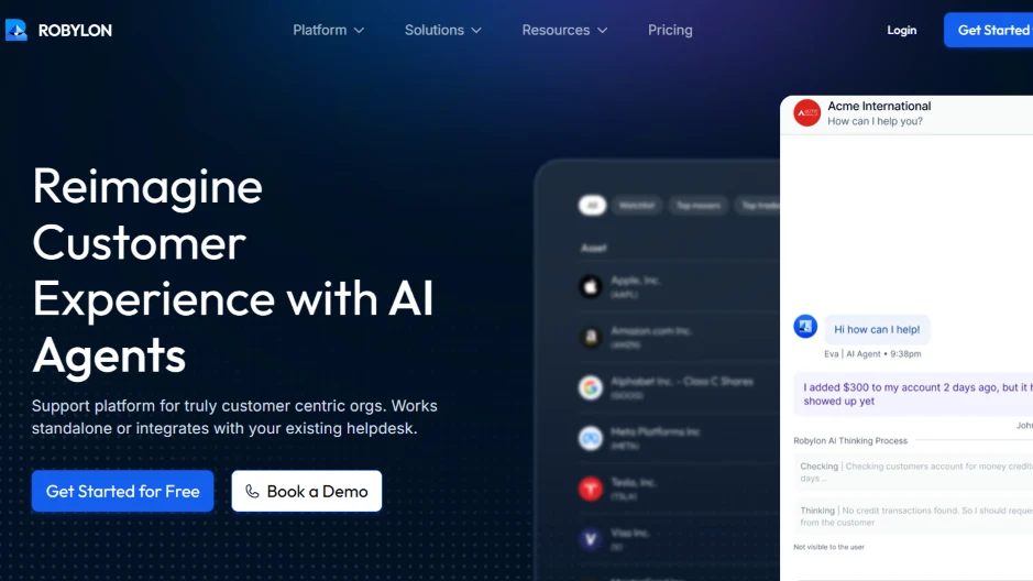 Robylon AI for omnichannel support and no-code workflow builder