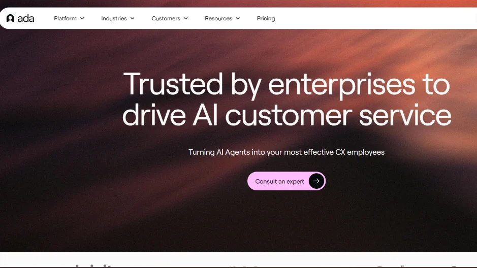 Ada AI chatbot builder with multilingual and channel-agnostic deployment