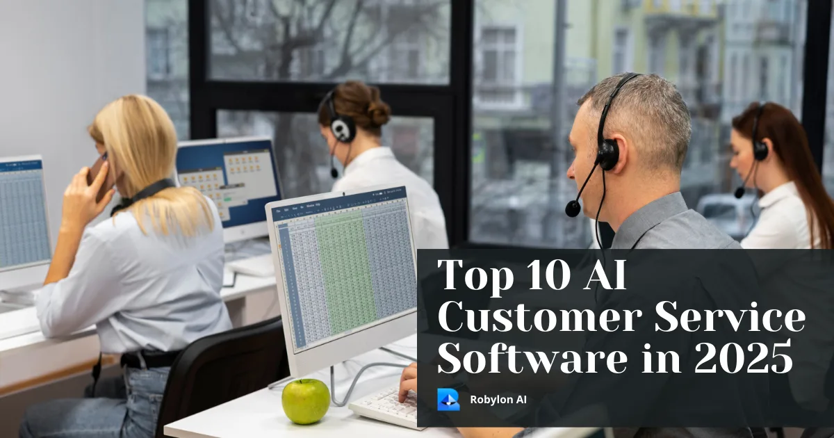 Customer support agents using headsets and computers with spreadsheets, representing AI in customer service tools