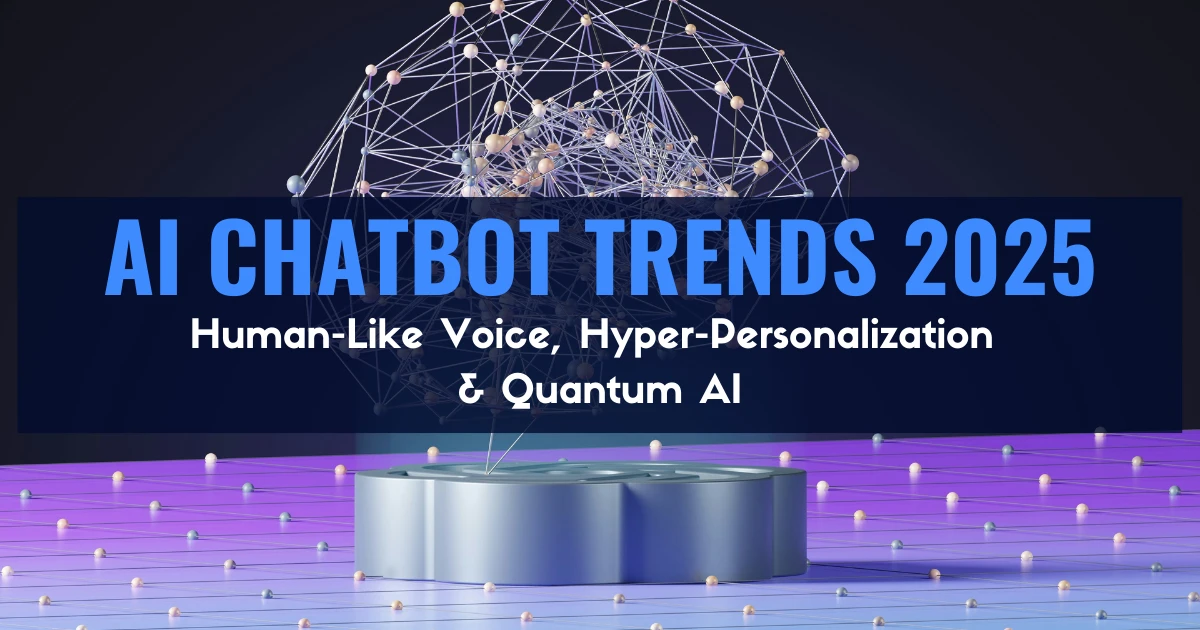 3D network connections over a futuristic platform - AI chatbot trends for 2025, including voice, personalization, and quantum AI