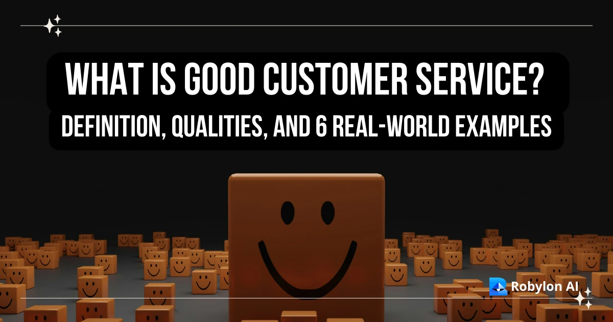 Smiling cube icons symbolizing happy customers, representing qualities and examples of good customer service.