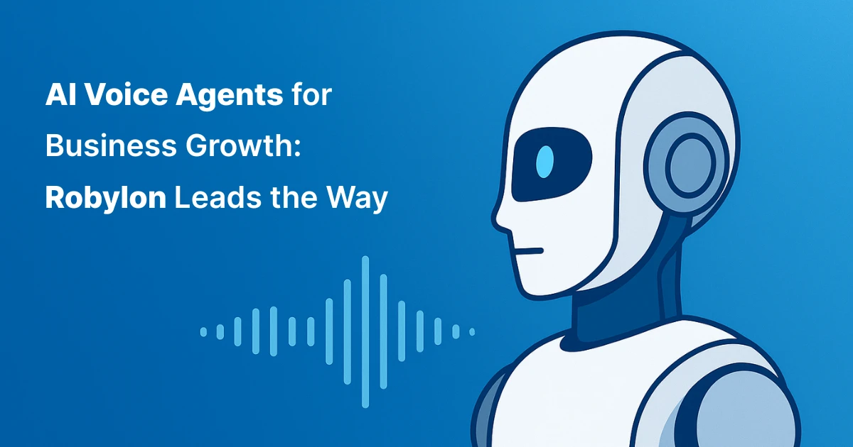 AI voice agents driving business growth and customer support, represented by a robot with headphones