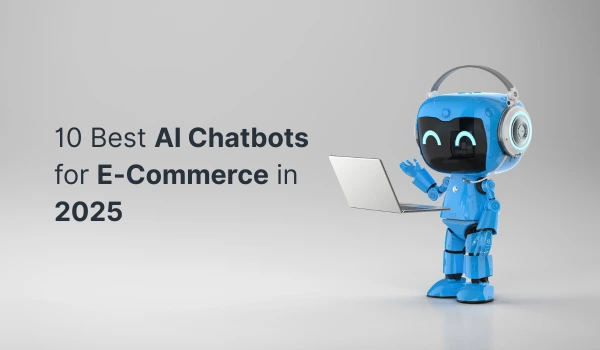 AI chatbot with a shopping bag representing the 10 best AI chatbots for e-commerce in 2025.