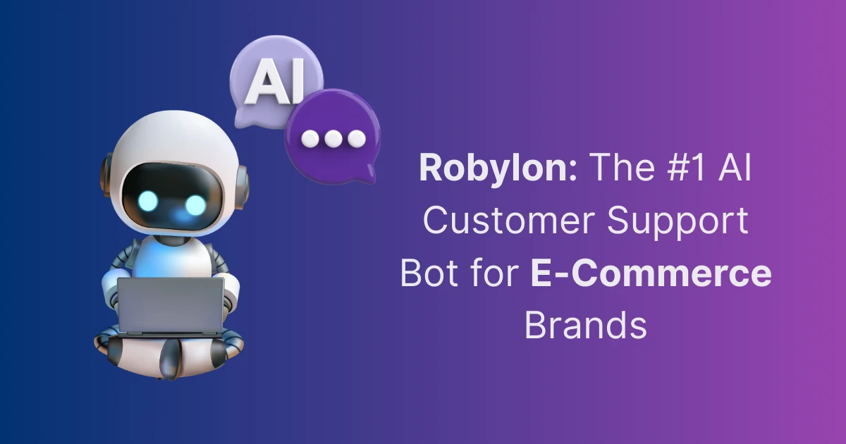 Robylon’s AI customer support bot for e-commerce brands, symbolized by e-commerce icon and AI chatbot.