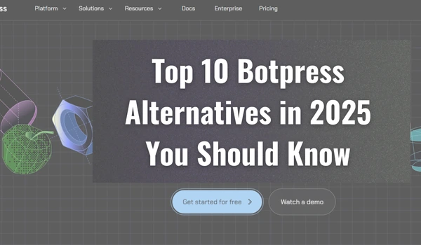 Botpress dashboard with overlay text - Top 10 BotPress Alternatives in 2025 You Should Know