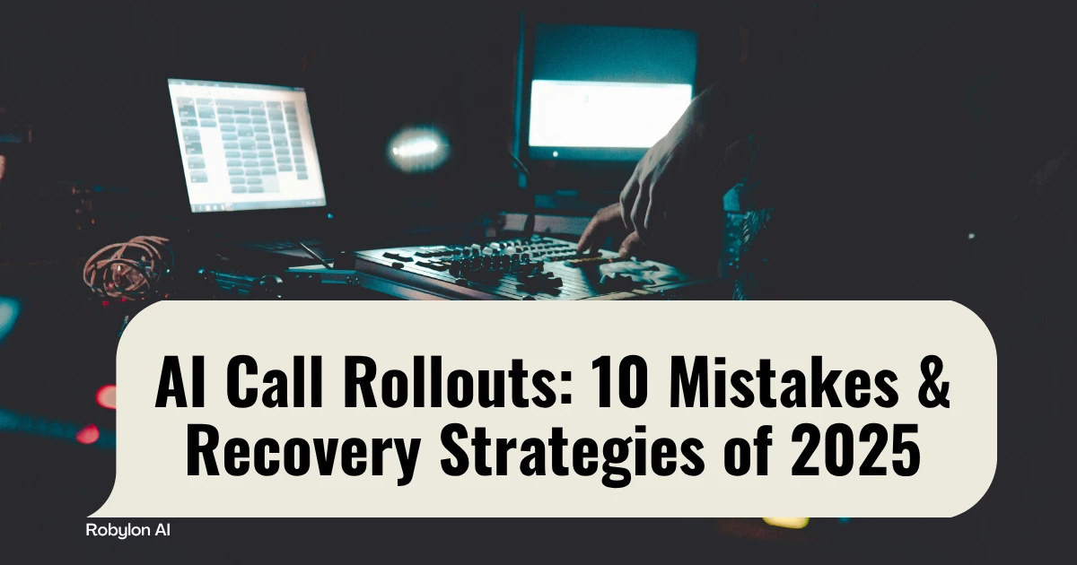 Control room console with screens illustrating AI call rollouts; top 10 mistakes and recovery strategies for 2025