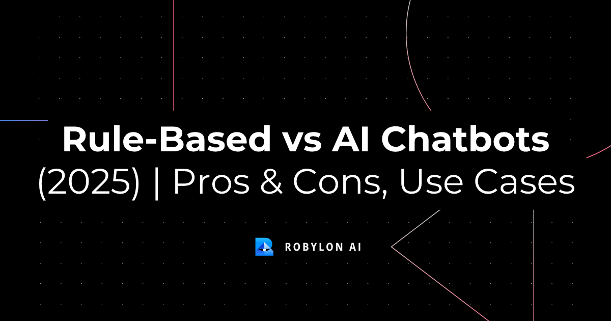 Minimalist graphic comparing rule-based vs AI-powered chatbots