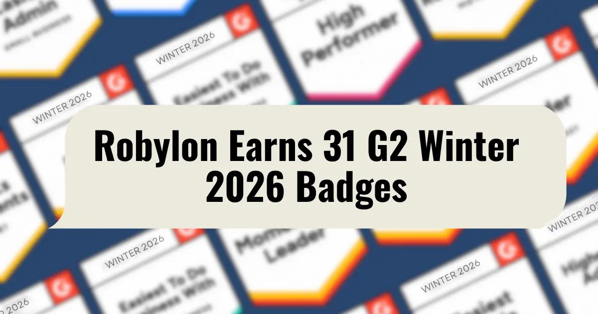 Robylon graphic showing 31 G2 Winter 2026 badges and #1 APAC Multilingual Support ranking across customer experience.