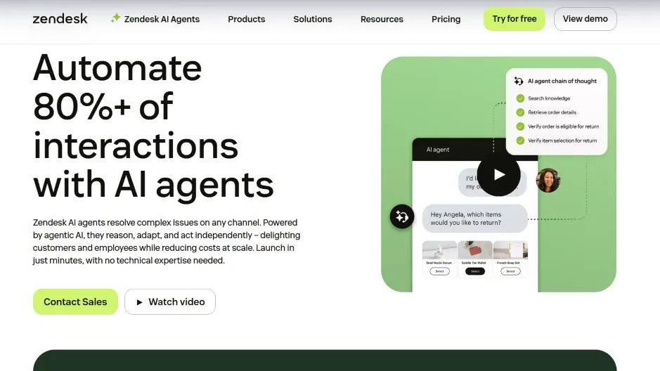 Zendesk AI Agents focuses on automating support interactions with agentic AI.