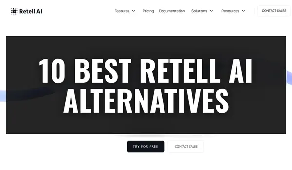 Blog thumbnail image - Retell AI dashboard with layover text "10 Best Retell AI Alternatives"