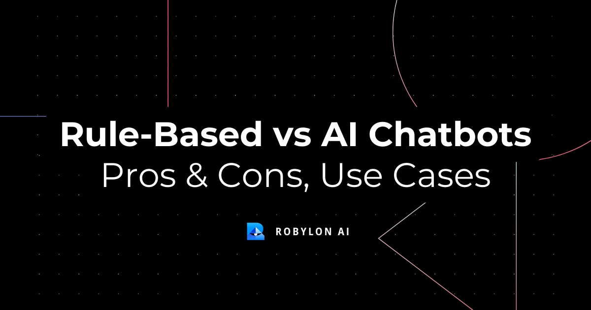 Minimalist graphic comparing rule-based vs AI-powered chatbots