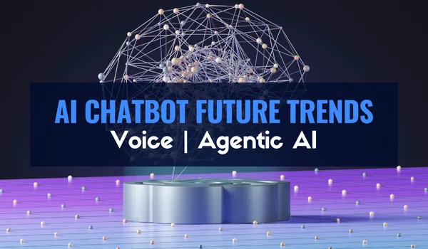 3D network connections over a futuristic platform - AI chatbot trends, including voice, personalization, and quantum AI