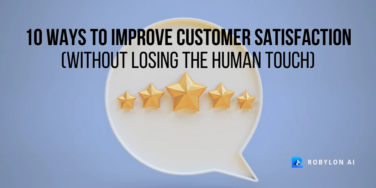 Five golden stars (customer rating) showing how AI improves customer satisfaction without losing the human touch