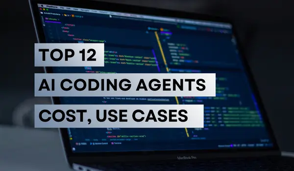 Computer code on screen representing; Top 12 AI coding agents