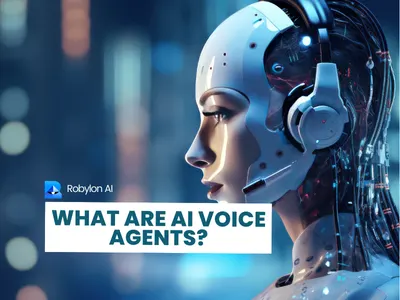 AI robot with headset representing the ultimate guide to AI voice agents