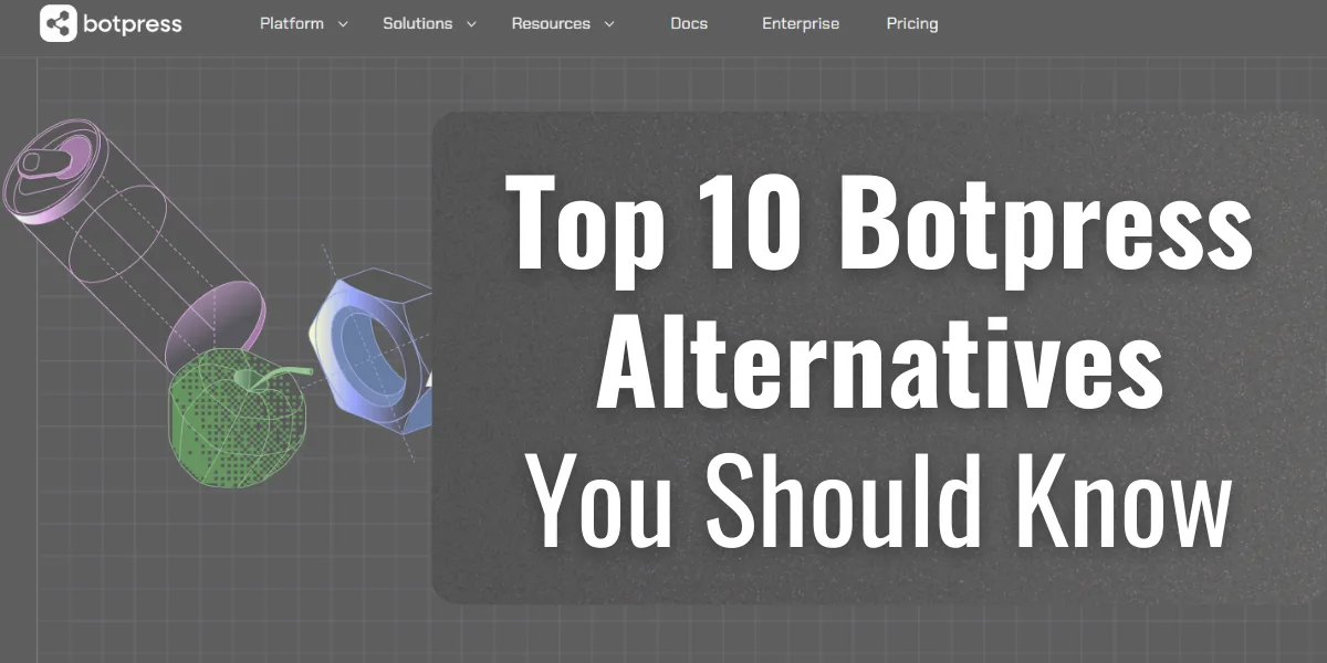 Botpress dashboard with overlay text - Top 10 BotPress Alternatives You Should Know