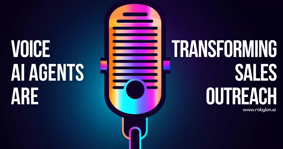 Gradient microphone with headline How AI Voice Agents Reshape Sales Outreach, cover image for AI call automation blog.