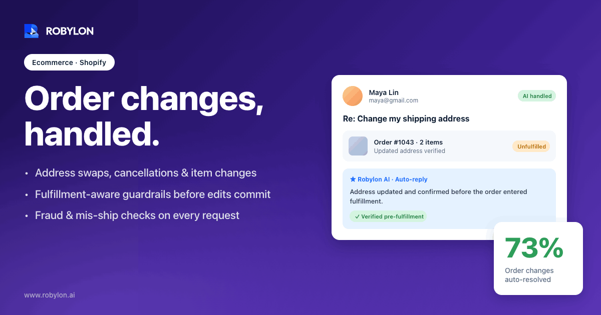 Automating Shopify order modifications with AI: address changes, cancellations and item swaps
