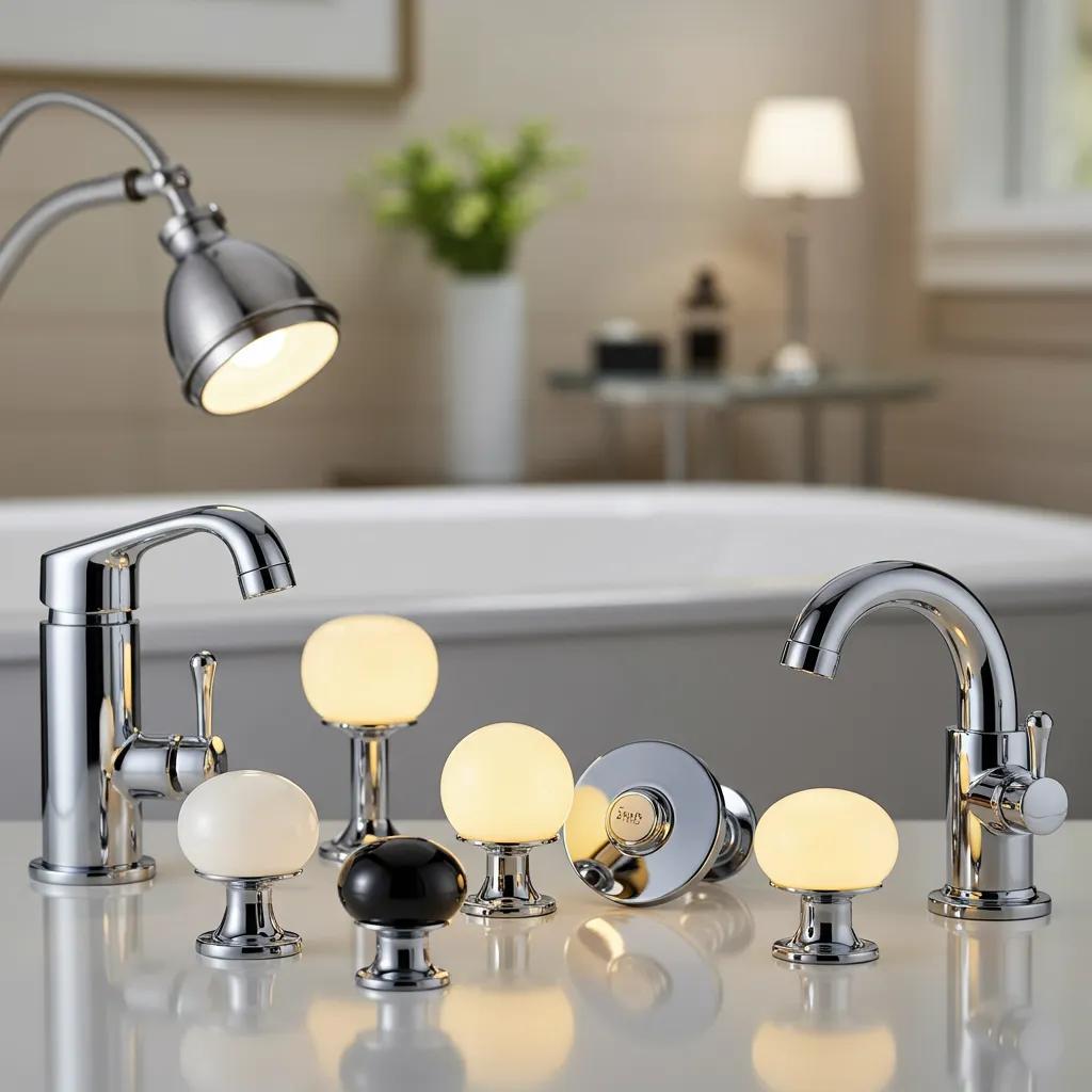 Modern bathroom hardware upgrades including faucets and knobs for a reglazed tub