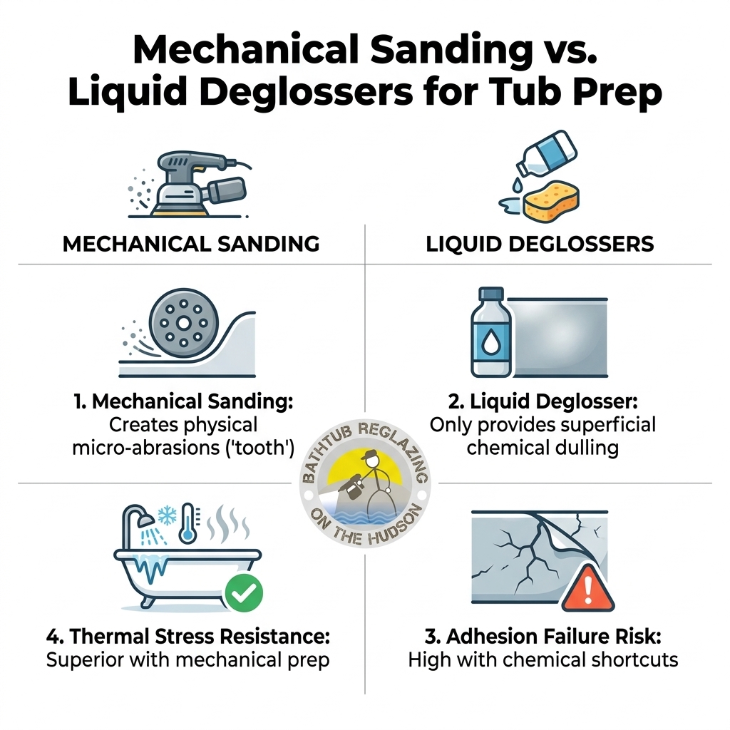 Mechanical Sanding vs. Liquid Deglossers for Tub Prep