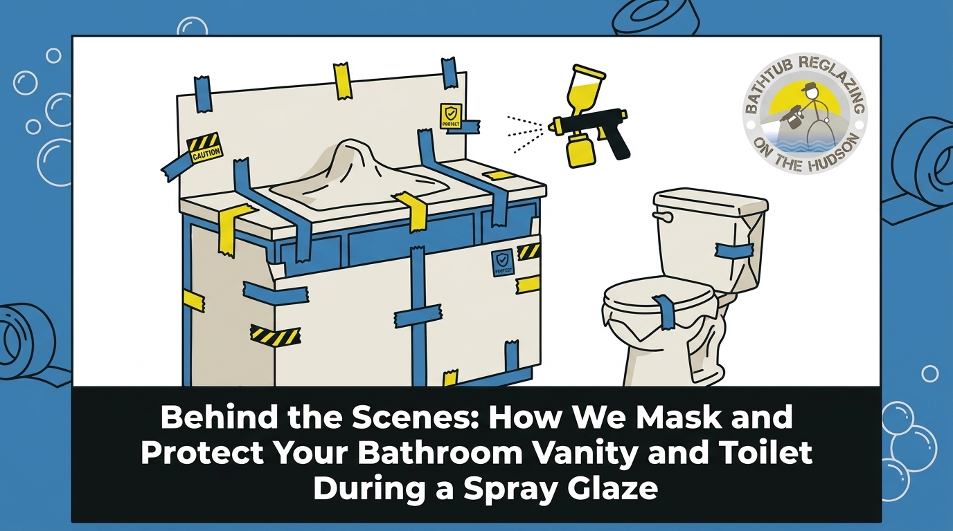 How We Mask and Protect Your Bathroom Vanity and Toilet During a Spray Glaze