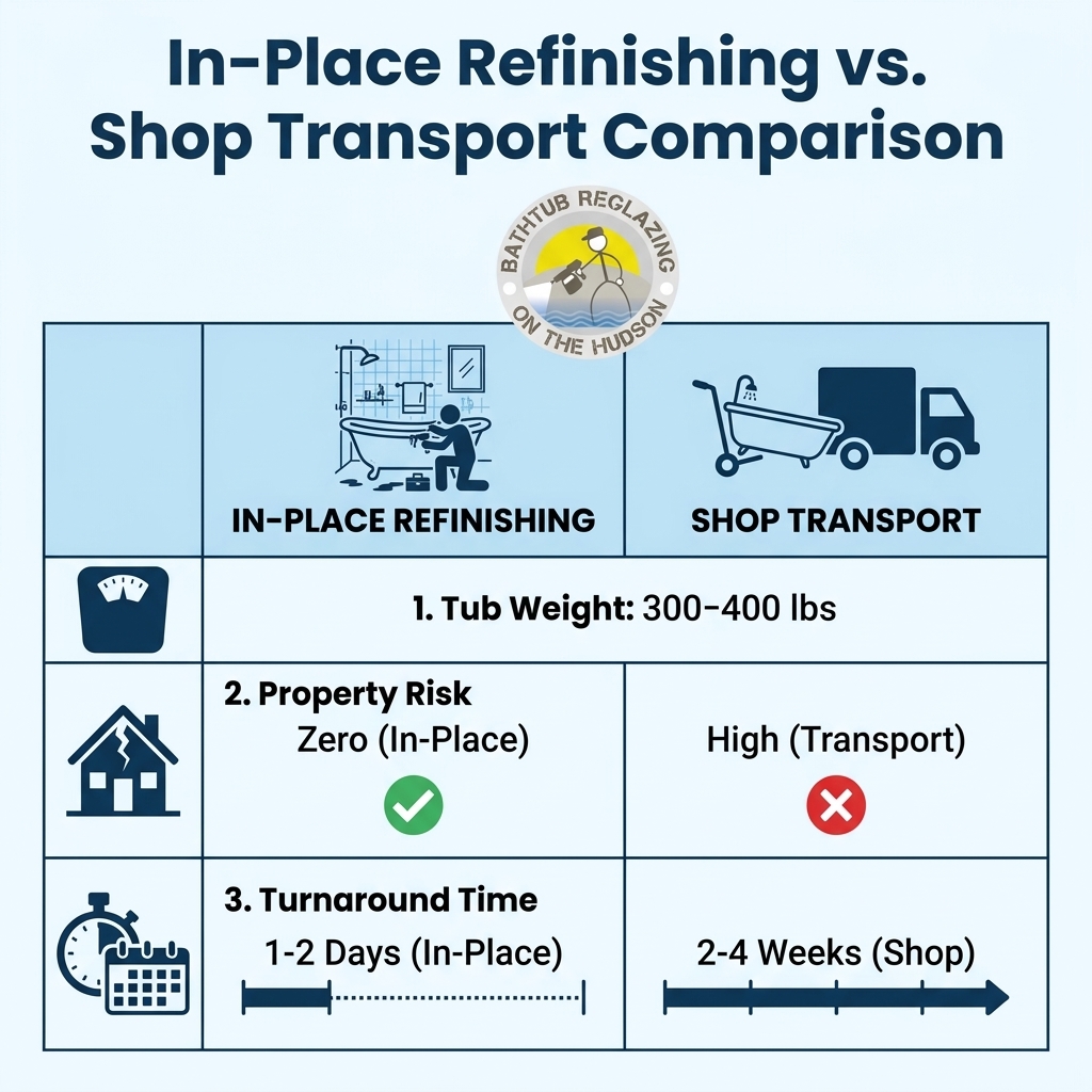 In-Place Refinishing vs. Shop Transport Comparison