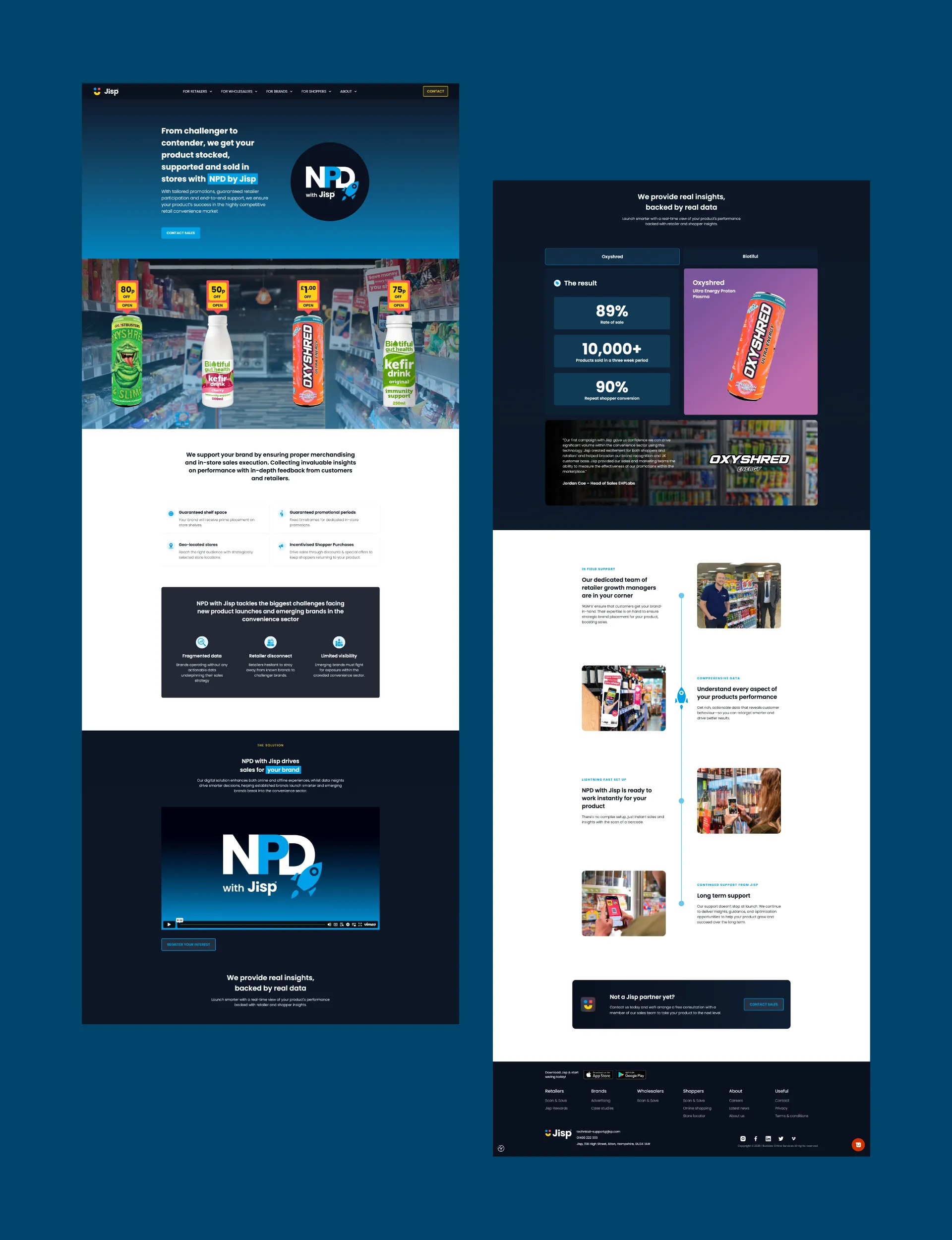 Preview of the Figma prototype for Jisp’s NPD landing page, displaying interactive design elements.