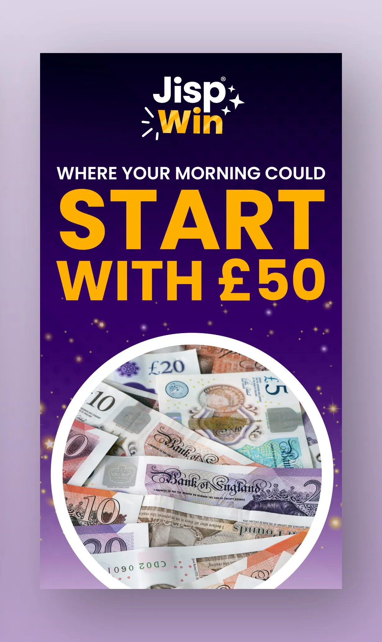 Set of social media graphics promoting JispWin, designed to maintain brand consistency across various digital platforms.