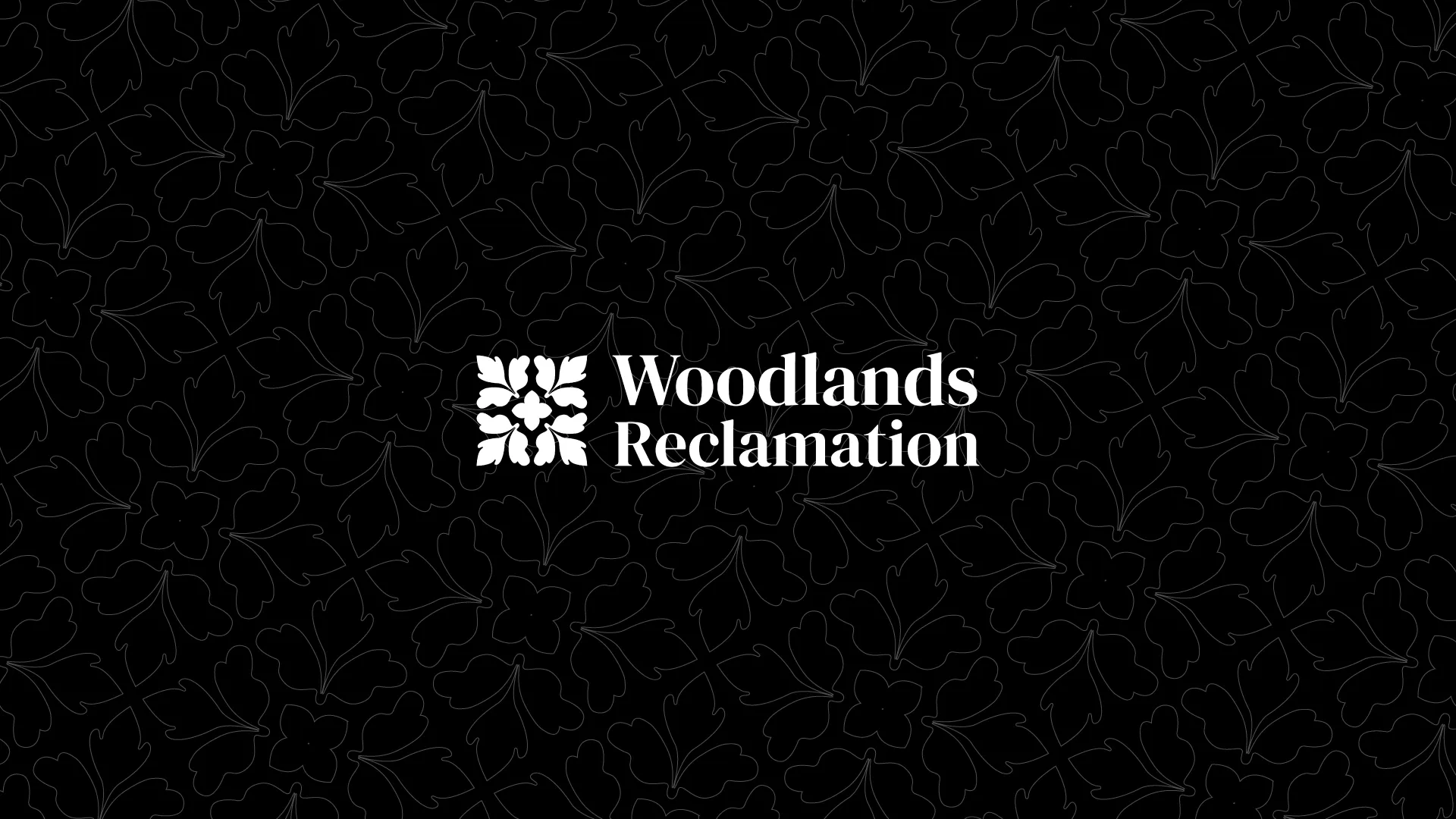 Woodlands Reclamation logo featuring a geometric icon inspired by tiling patterns, symbolizing sustainable building materials.