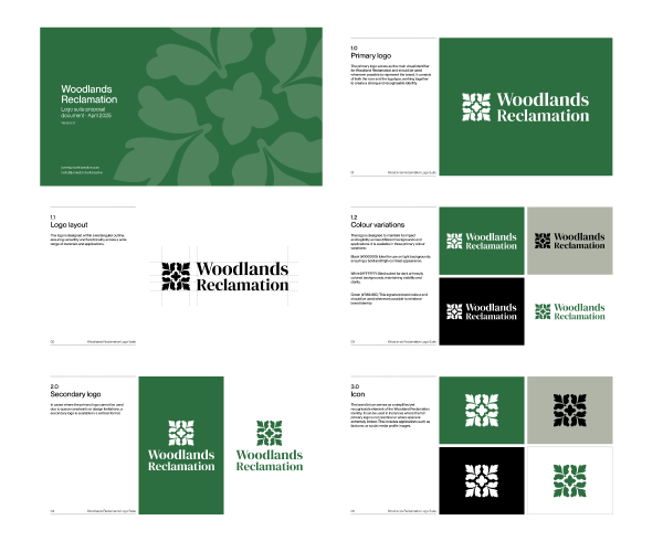The Brand Guidelines produced for Woodlands Reclamation