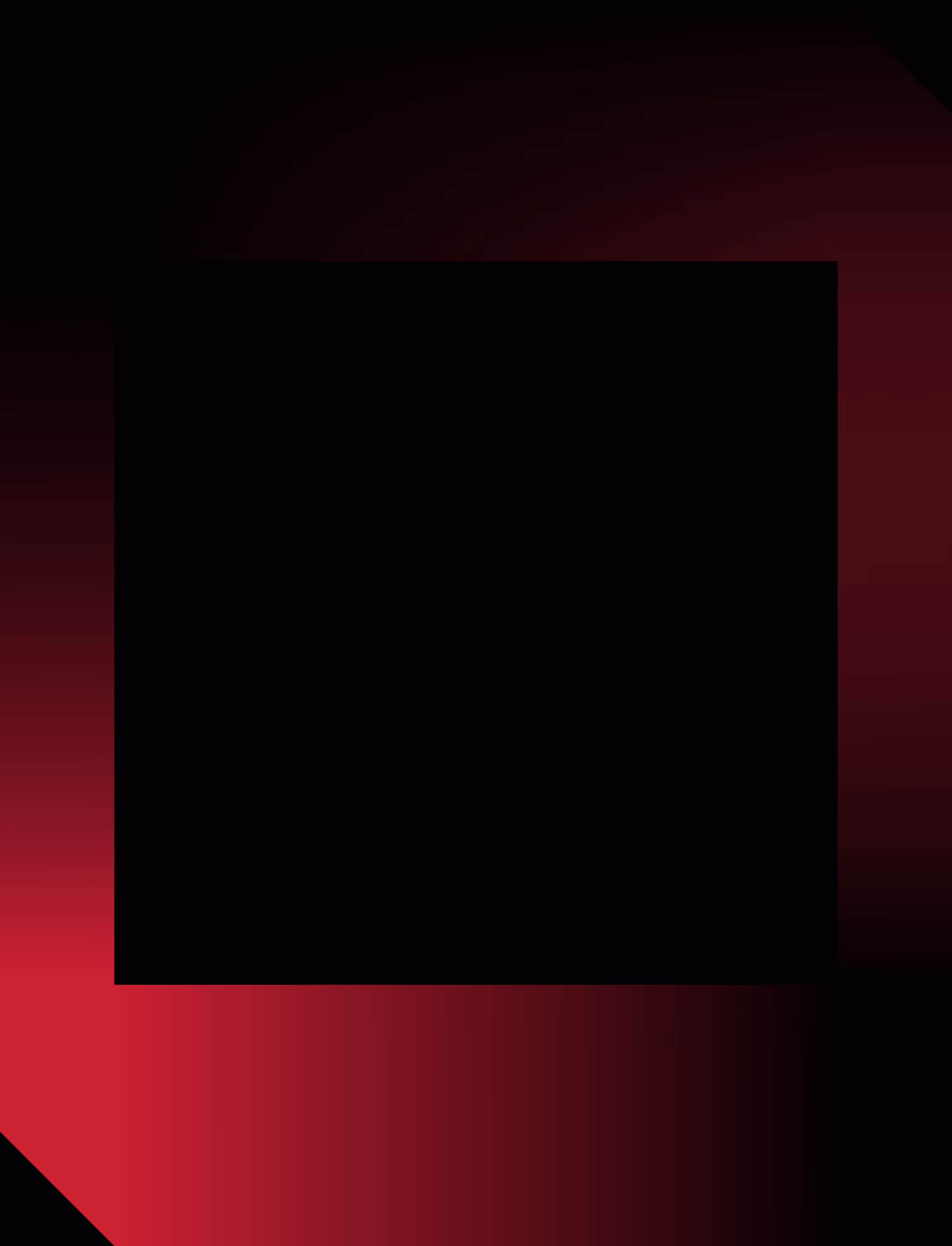 A black square centered on a gradient red and black background.