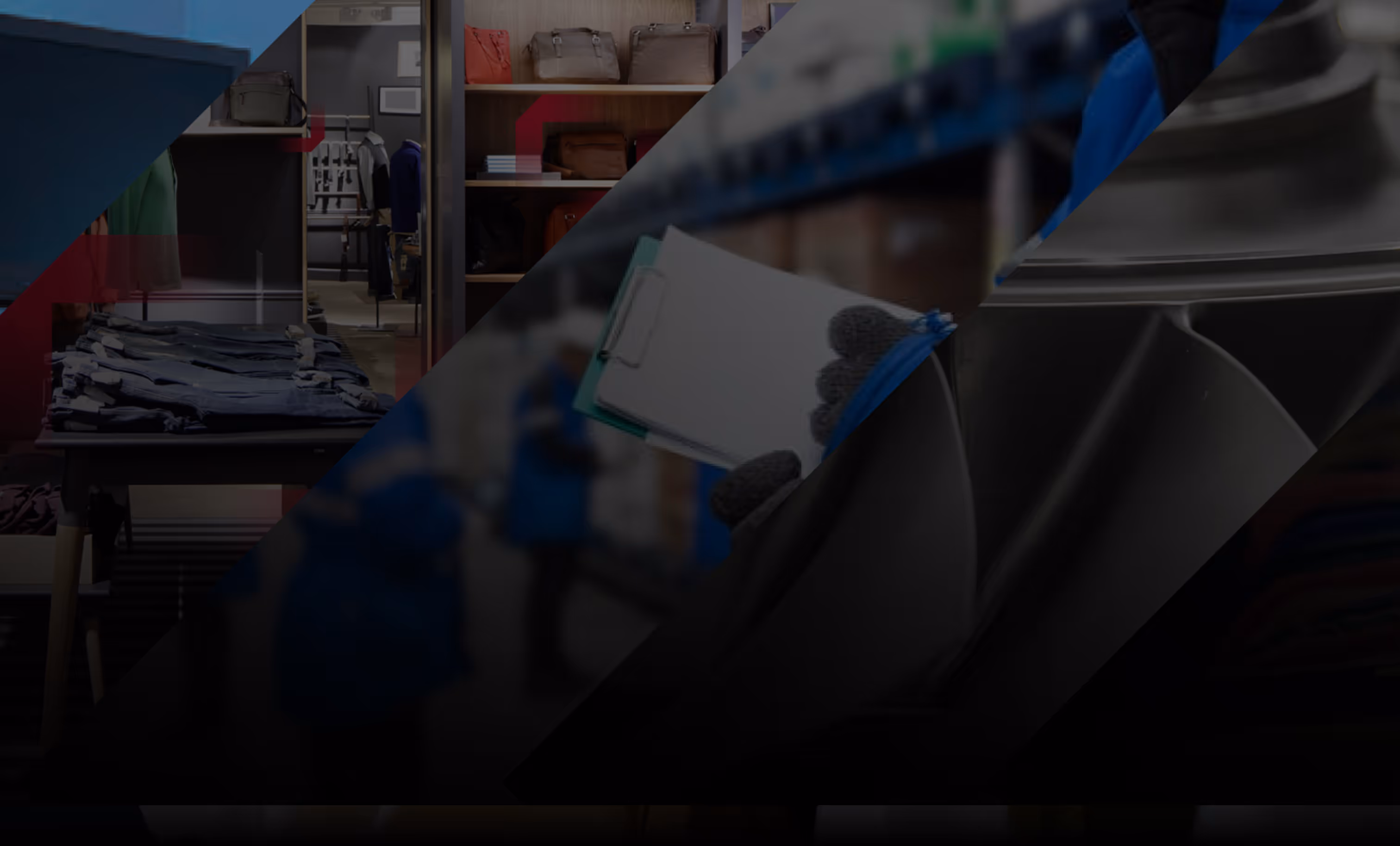 A person wearing gloves holds a clipboard in a warehouse setting.