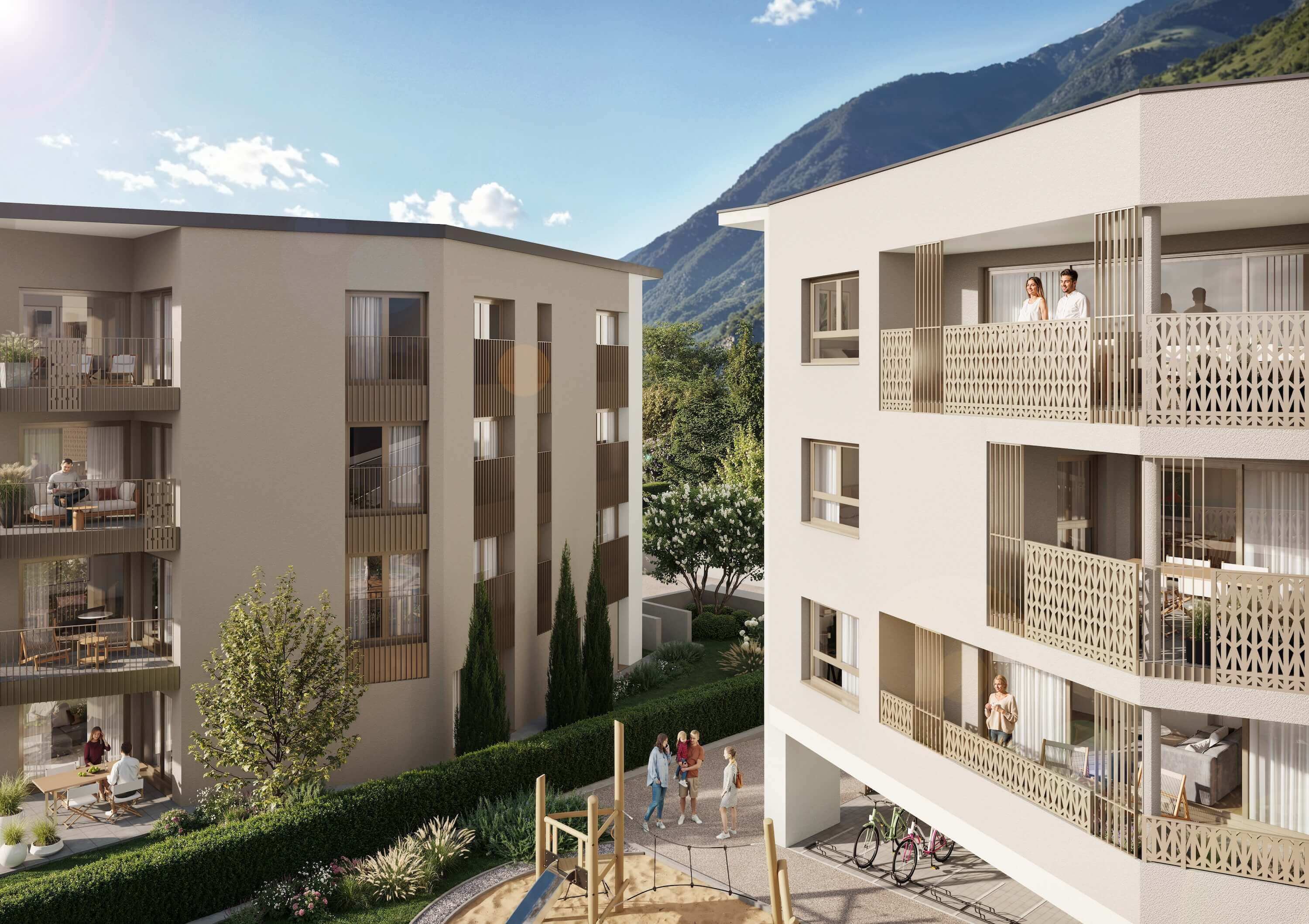 Moderner Wohnkomplex Architektur-Rendering