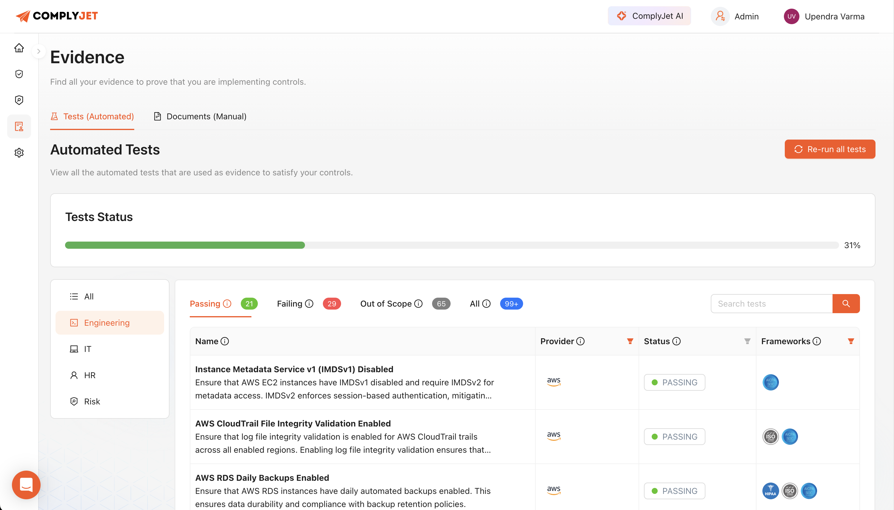 Dashboard mockup