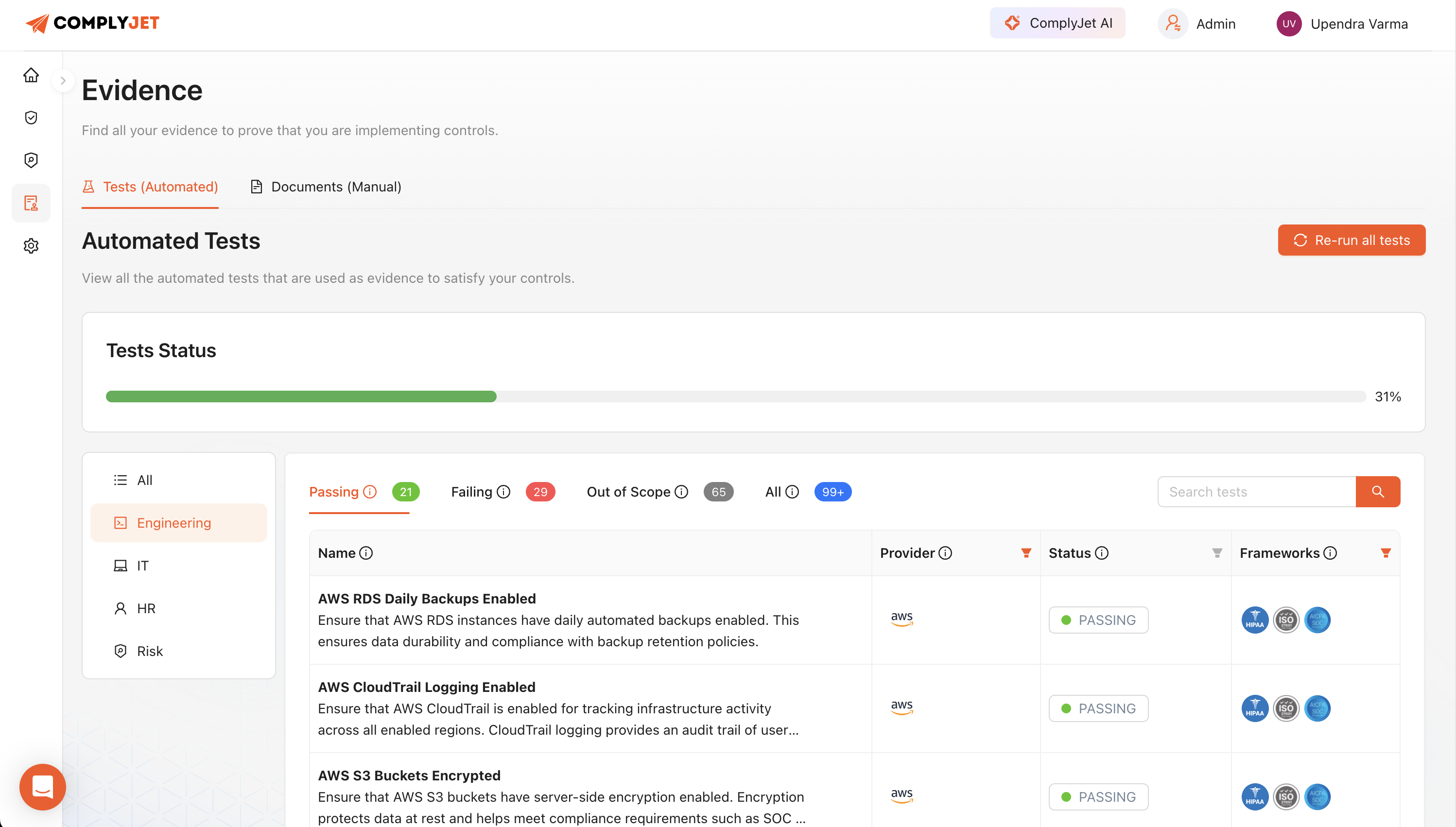 Dashboard mockup