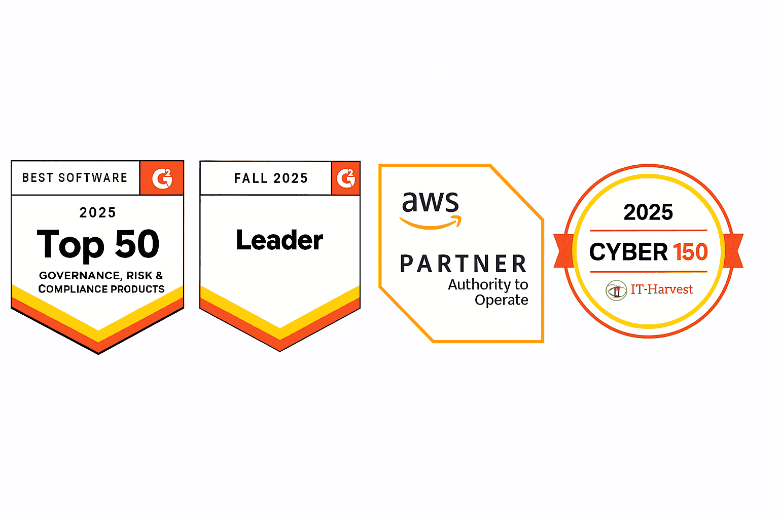 This is an image of Scytale’s industry recognitions and awards badges from G2, AWS, and IT-Harvest for 2025.