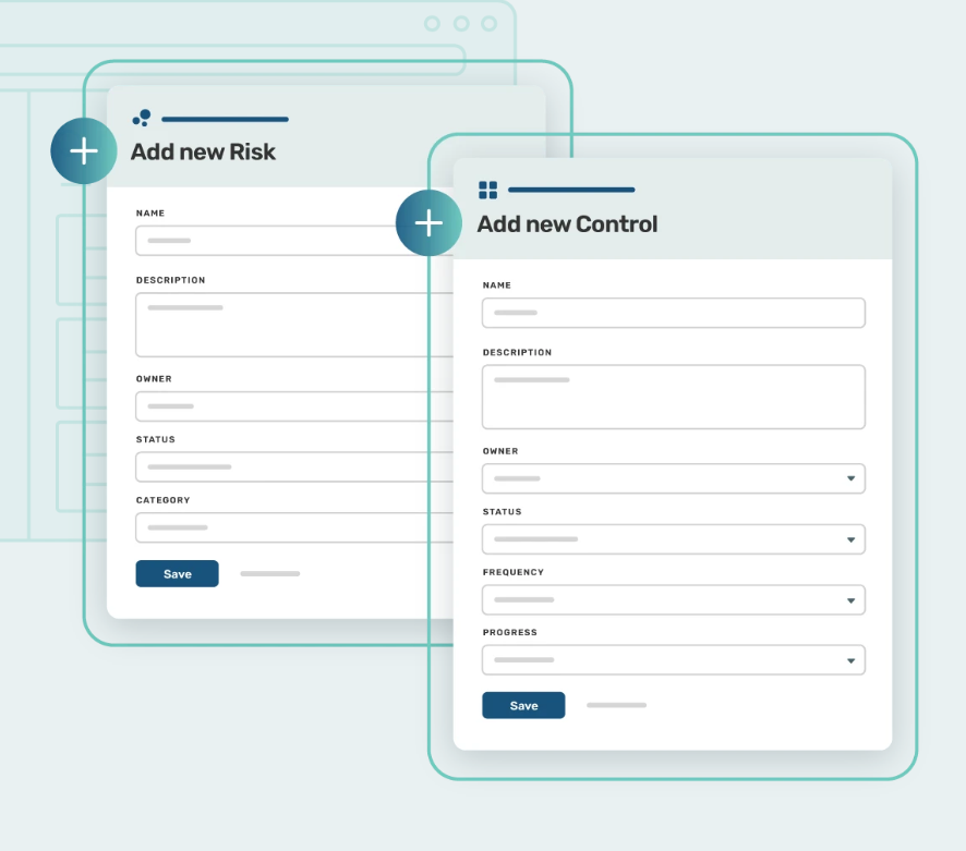 This is a form interface for adding new risks and controls inside the Strike Graph platform.