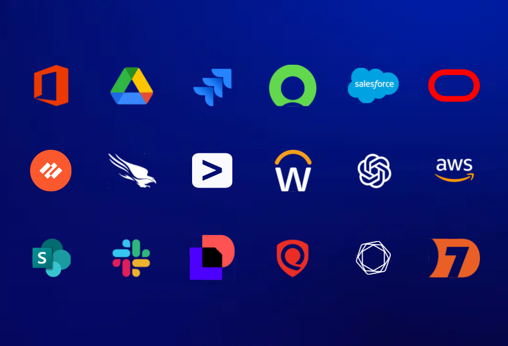 This is a LogicGate integrations directory showing available connections such as Jira, Azure, DocuSign, Slack, Confluence, and CrowdStrike.