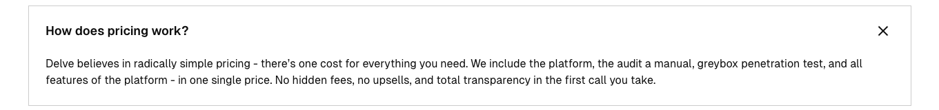 This is an image of Delve explaining how pricing works.