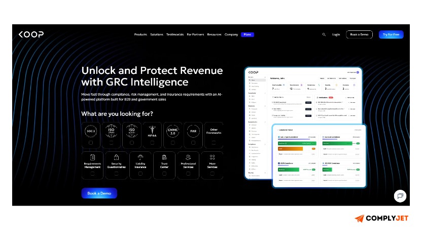 This image is the snapshot of Koop AI's homepage