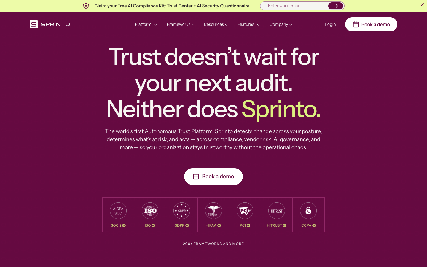 Sprinto homepage