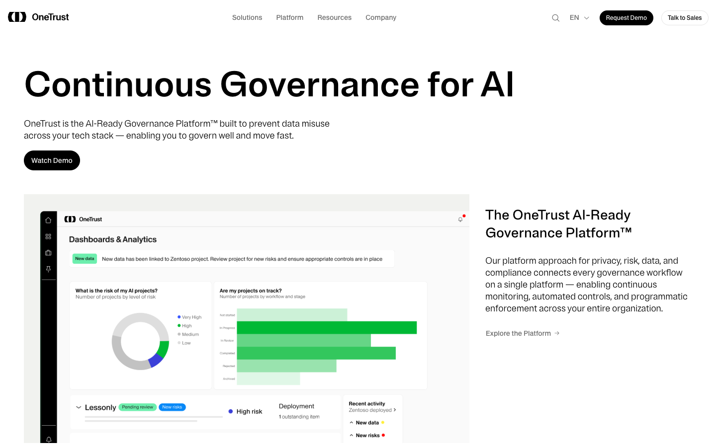 OneTrust homepage