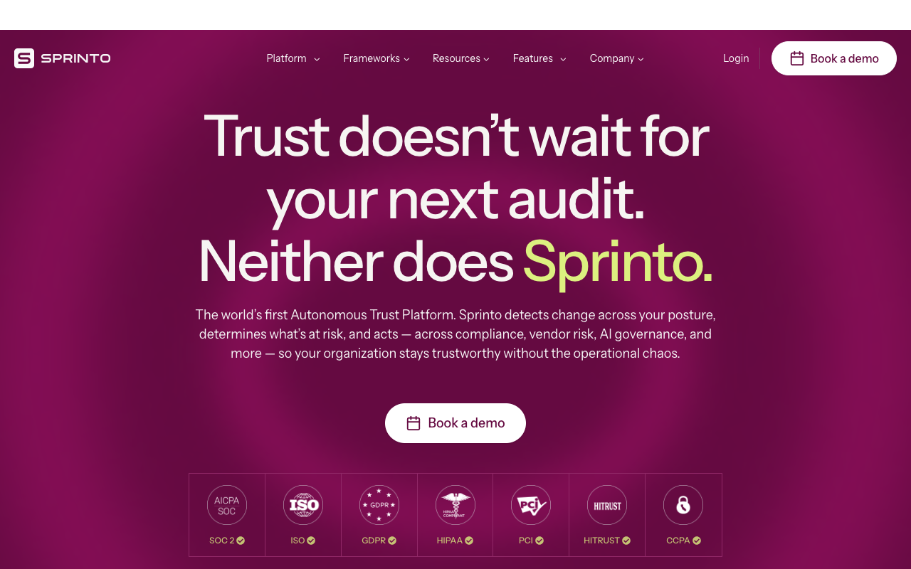 Sprinto homepage