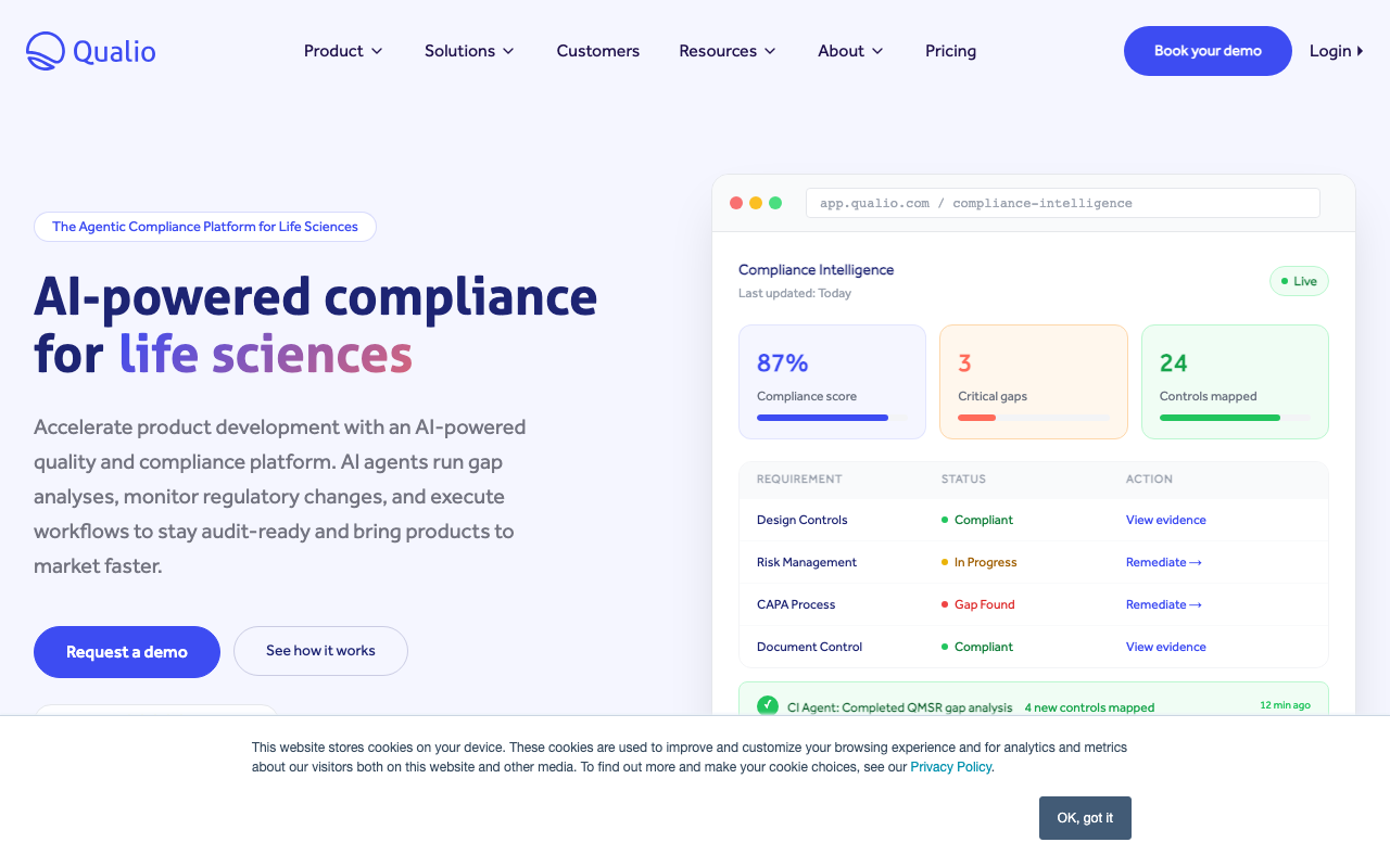 Qualio homepage