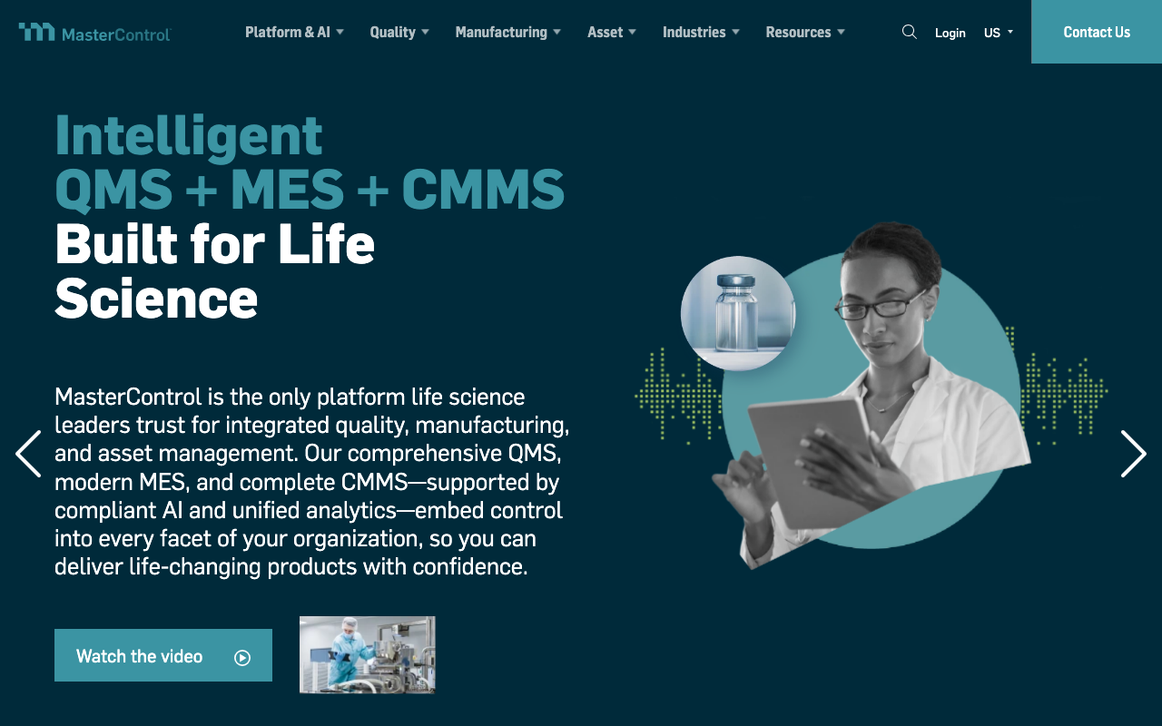 MasterControl homepage