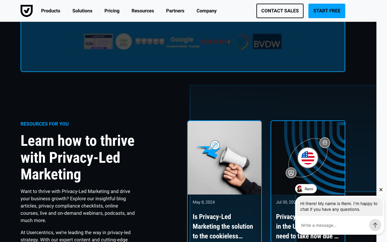 Usercentrics homepage