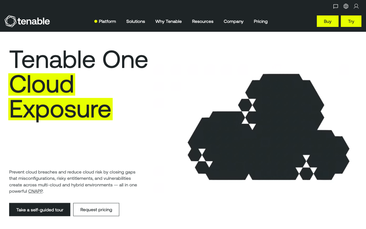Tenable Cloud Security homepage