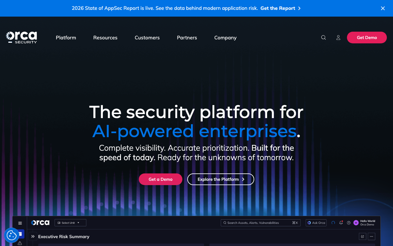 Orca Security homepage